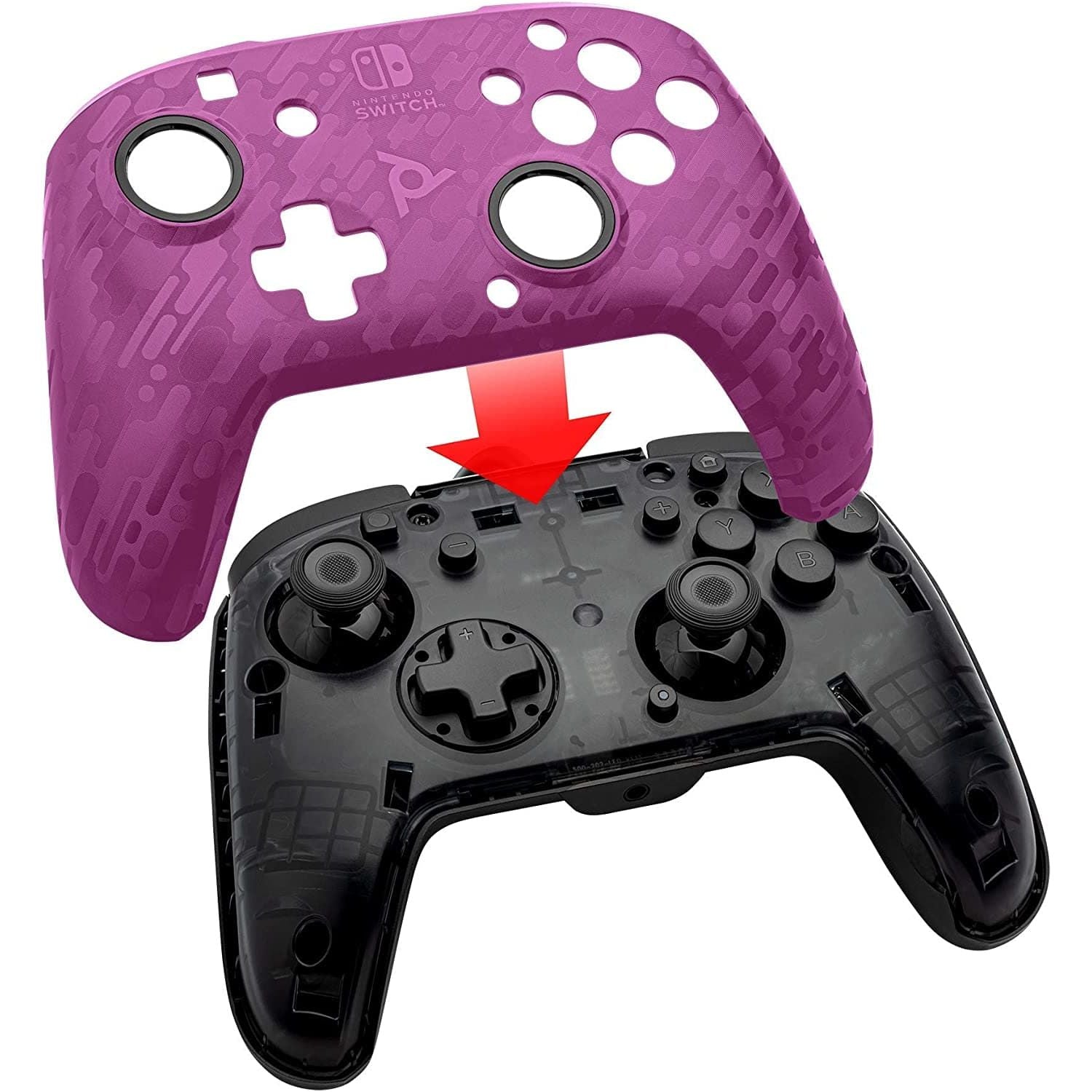 PDP Gaming Faceoff Deluxe+ Wired Switch Pro Controller - Purple Camo - Officially Licensed by Nintendo - Customizable buttons and paddles - Ergonomic Controllers - Gadcet.com